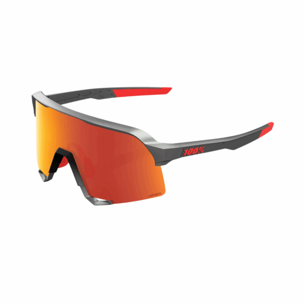 100% S3 Matte Gunmetal HiPER Red Multilayer Mirror Lens fekete piros napszemüveg