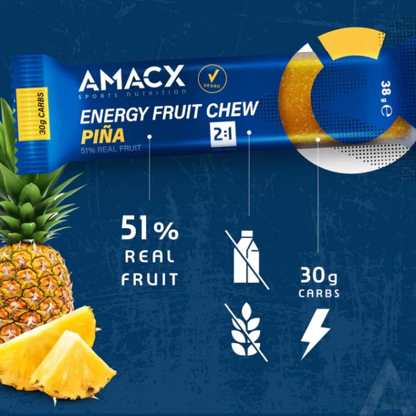 Amacx - Energy Fruit Chew - Piña- ananászos gumicukor szelet - Image 4